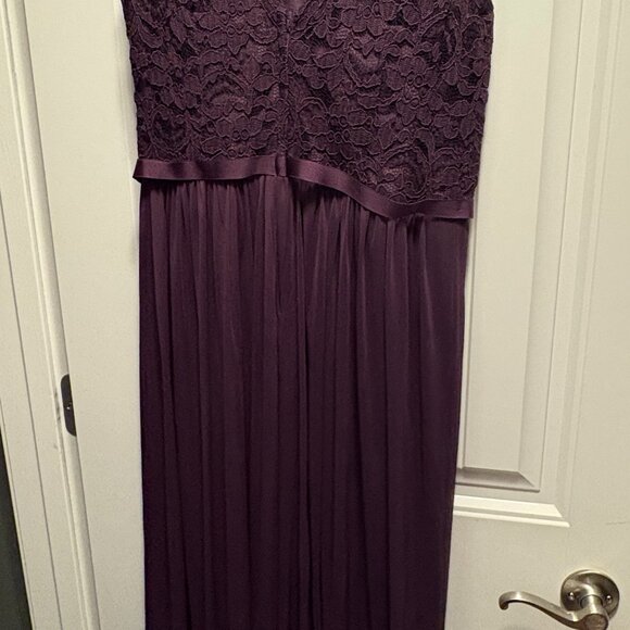 David's Bridal Bridesmaid Dress - Style #F19328 - Size 10 - Color Plum - Picture 2 of 10